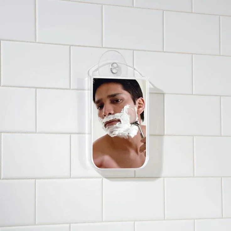 mDesign Beschlagfreier Duschspiegel Kosmetikspiegel Saugnapf Transparent – Bild 3