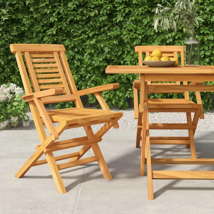 vidaXL Klappstühle, 2 Stück, 56 x 63 x 90 cm, Massivholz Teak 362756