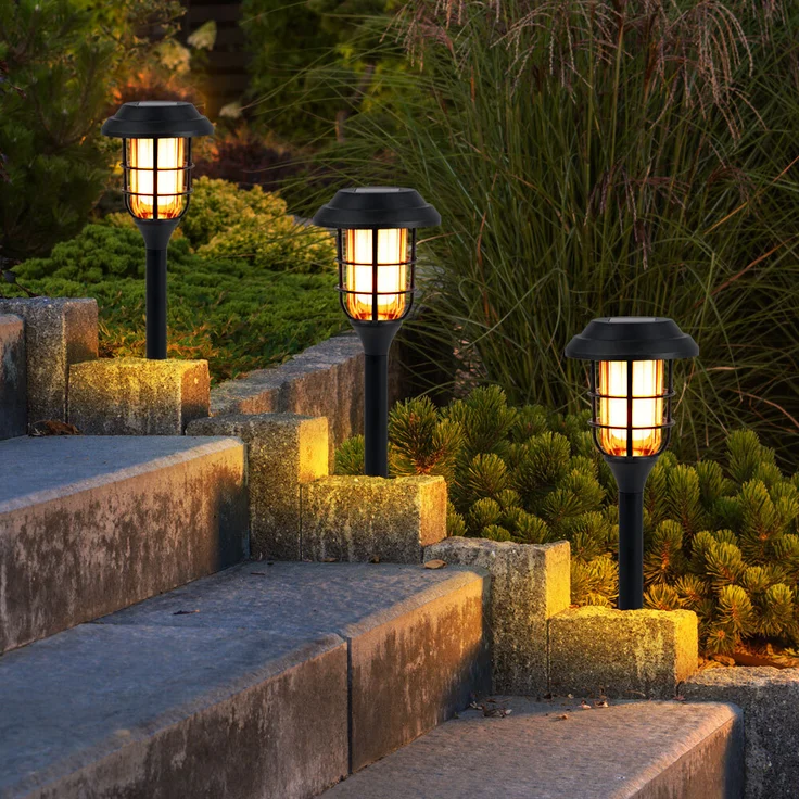 9er Set LED Solarleuchten, Erdspieß, schwarz, H 43 cm – Bild 9