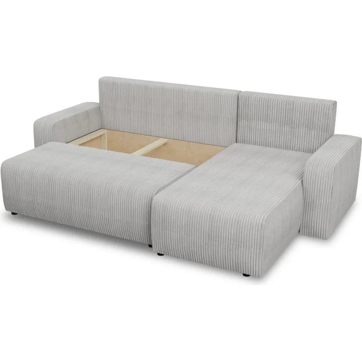 Sofnet Ecksofa 'Roma L' mit Schlaffunktion und Bettkasten, Cord Stoff Beige, 236 x 150 x 90 cm – Bild 4