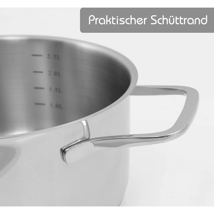 Kopf Topf-Set Jara, Edelstahl (9-tlg), Kochtopfset, Induktion, 9-tlg, 4 Töpfe mit Deckel + 1 Stielkasserolle – Bild 6