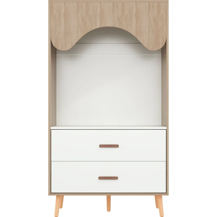 Offener Kinderkleiderschrank, HDF+Massivholzgriffe, Weiß-Natur Optik 80x46x141,5cm für Kinderzimmer Schlafzimmer – Bild 8