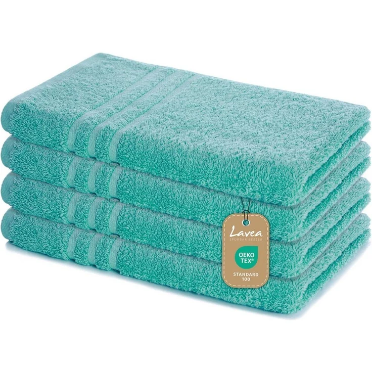 Lavea Handtuch Lavea® 4er Set Handtücher 50x100 cm, Elena Frottiererie, 100% Baumwolle (4er Set), 500 g/m² Frottier, weich & saugstark, pflegeleicht – Bild 1