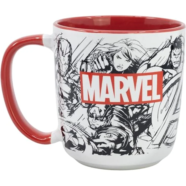 Stor Tasse Motiv Marvel, 380 ml Keramik Tasse in rot/weiß, spülmaschinen- und mikrowellengeeignet – Bild 2