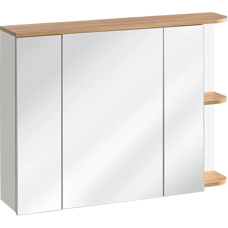 Badezimmer Spiegelschrank, CAMPOS-56 weiß mit Wotaneiche, B/H/T: ca. 94/71/20 cm – Bild 5