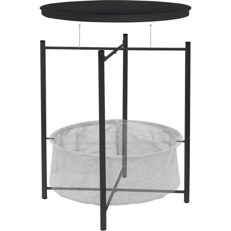 ML-DESIGN Beistelltisch Couchtisch aus Metall mit Stoffkorb als Stauraum & abnehmbarer Tablett, Sofatisch Wohnzimmertisch Nachttisch Tisch Couchtisch Anthrazit – Bild 3