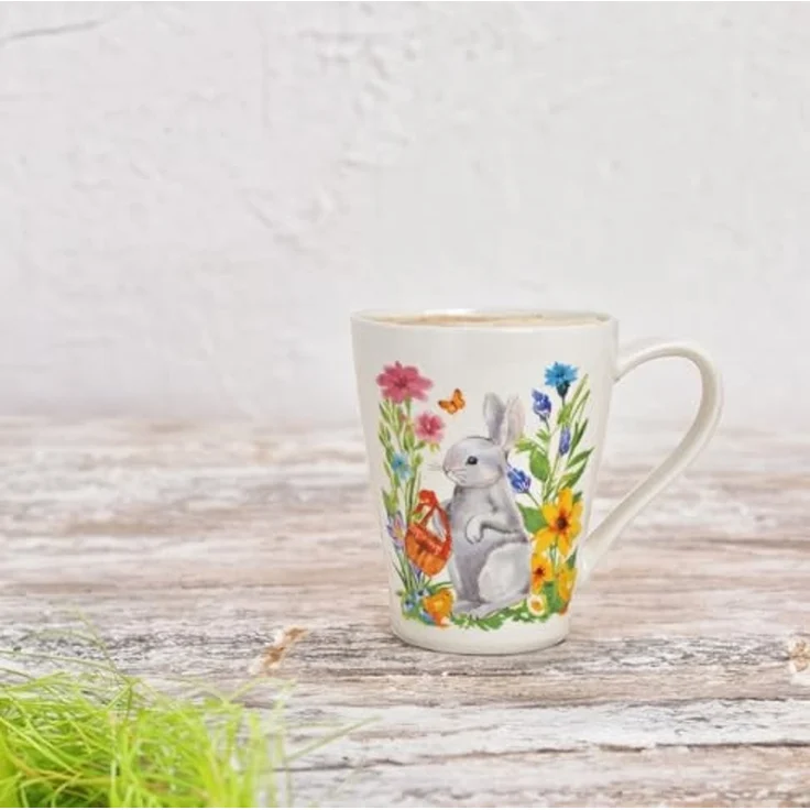 matches21 HOME & HOBBY Tasse Kaffeetassen 2er Set Ostern Frühling Osterhase Blumen, 2-tlg, Porzellan, Tee, Kaffee-Becher, klassisch, weiss bunt, 350 ml – Bild 5