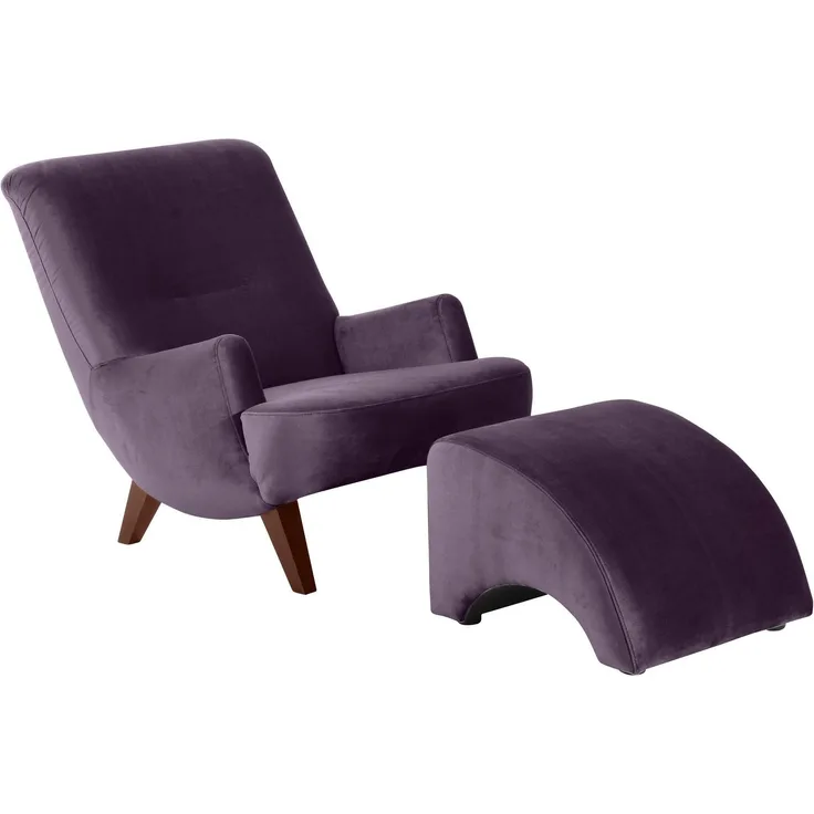 Sessel Kajsa 71x80x101 Bezug Samtvelours Buche nussbaum/purple