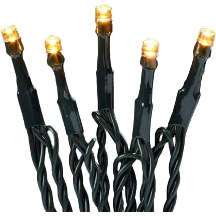 hellum LED Lichterkette außen mit 400 LED, Lichterkette Strom warmweiß mit Timer-Funktion, outdoor 49,9m mit Außen-Transformator, Kabel grün 577204 – Bild 3