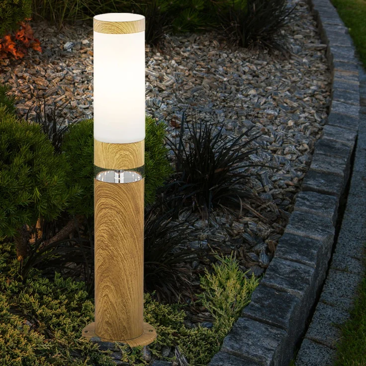 RGB LED Sockellampe, Edelstahl, Holz-Optik, App-Steuerung – Bild 6