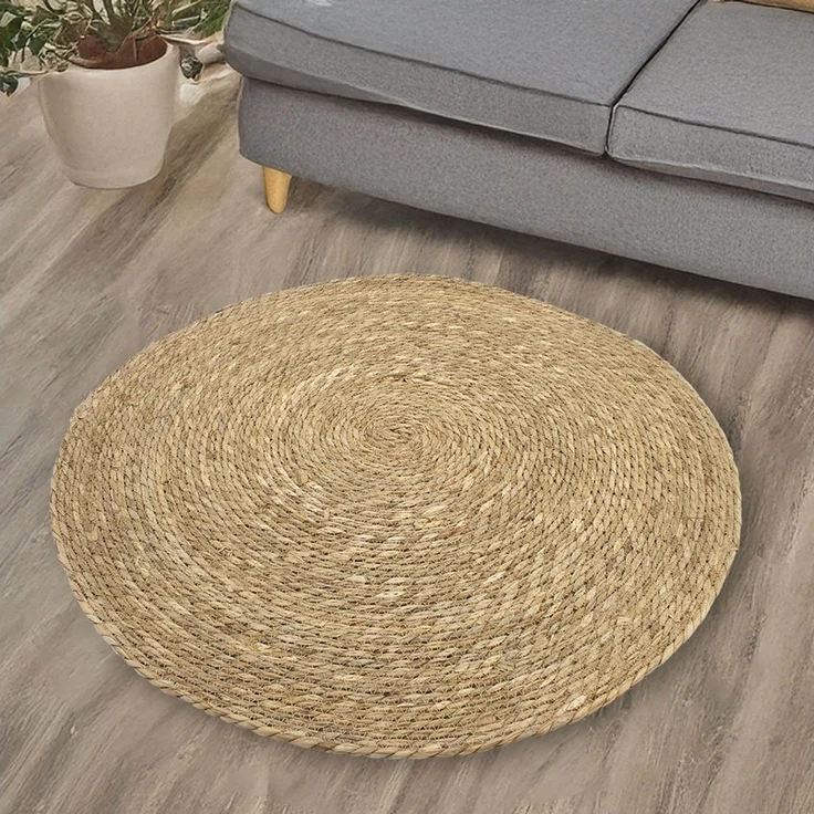Spetebo Teppich aus Seegras Ø 80 cm, rund, Höhe: 10 mm, für Fußbodenheizung geeignet – Bild 1