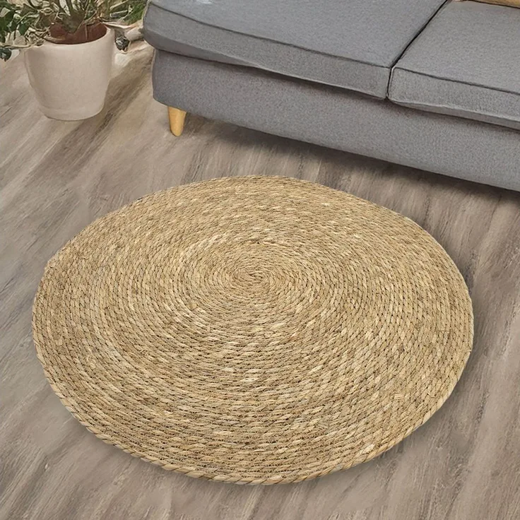 Spetebo Teppich aus Seegras Ø 80 cm, rund, Höhe: 10 mm, für Fußbodenheizung geeignet