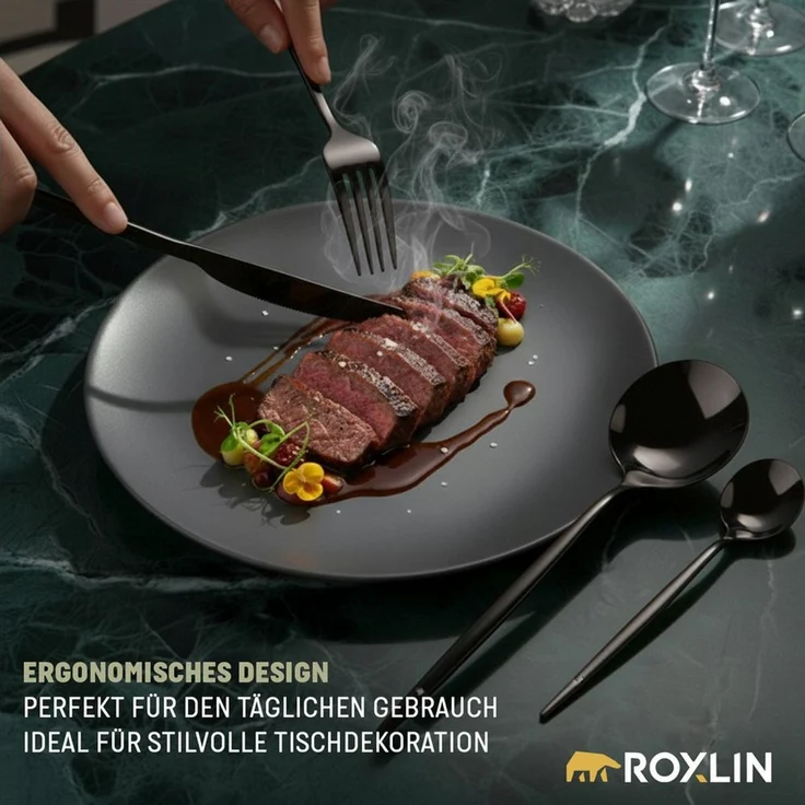 Roxlin Besteck-Set Roxlin Besteckset 30-tlg Standard Design, Gold/Schwarz/Rosa/Silber – Bild 4