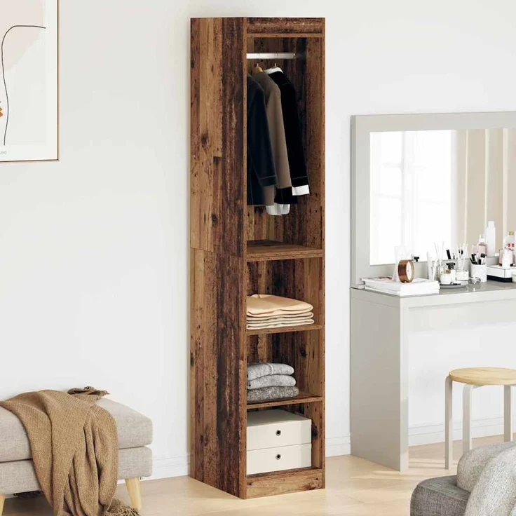 vidaXL Kleiderschrank mit Regal mit Speicher Altholz 41 x 48 x 102 cm 879645 – Bild 3