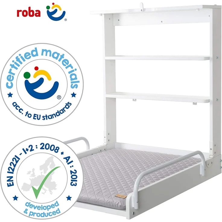 roba Wandwickelregal & Wickelauflage 'roba Style' grau - Wickelregal klappbar & platzsparend - Weiß – Bild 2