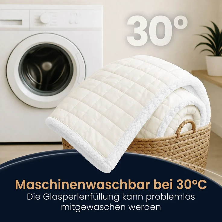 ELONEO Sherpa Fleece Gewichtsdecke 200x200cm 9kg, Oeko-Tex Zertifiziert, Entspannungsdecke & Anti-Stress Therapiedecke, schwere Decke zum Schlafen, weiß – Bild 5