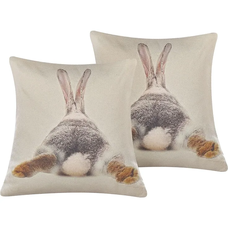 Kissen 2er Set Tiermuster BUXUS 45 x 45 cm Taupe