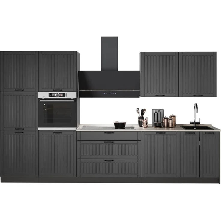 Küchenzeile Fame-Line Dunkelgrau/Anthrazit 340 cm, AP Eiche Vicco – Bild 5
