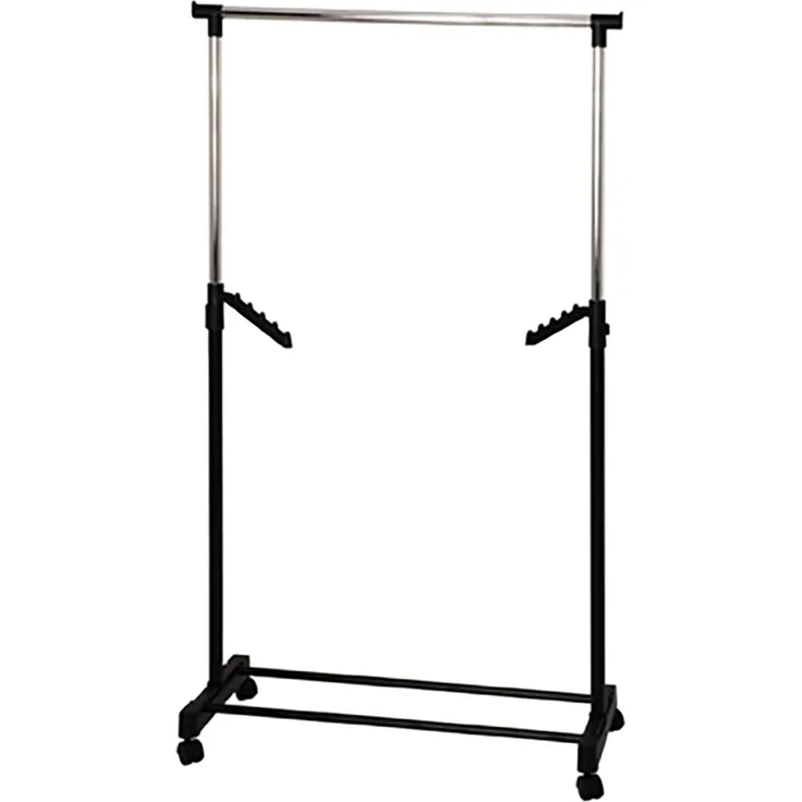 Rollgarderobe Tamo / Tami, Kunststoff, Metall, Silber, Schwarz, 81 x 177 x 42 cm
