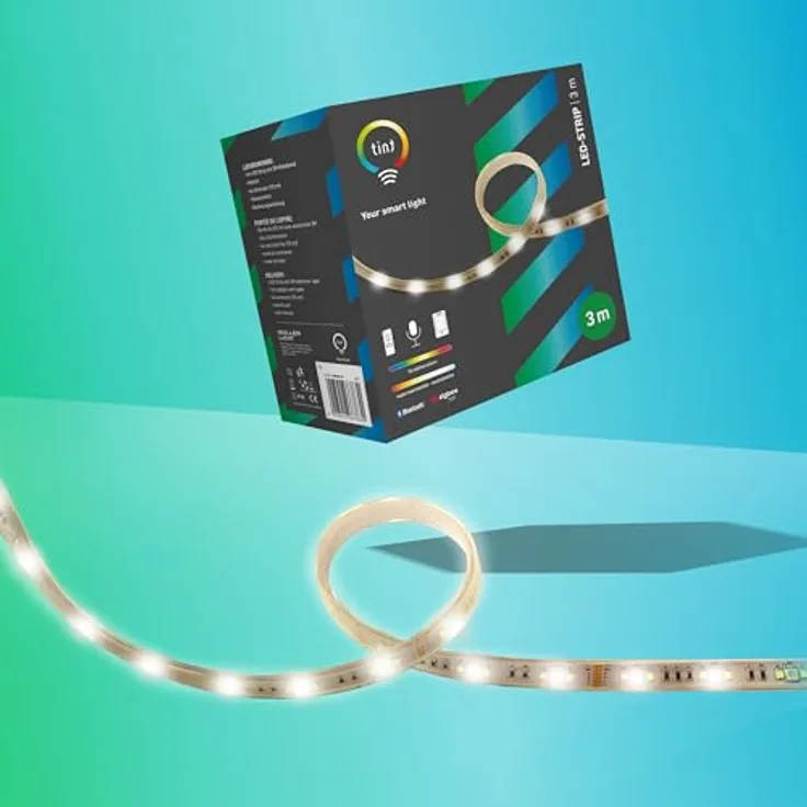 tint Smarter LED Strip, RGB LED-Streifen mit Farbwechsel, 3m, 16W, Zigbee, 6 vorprogrammierte Lichtszenen, kompatibel mit Alexa