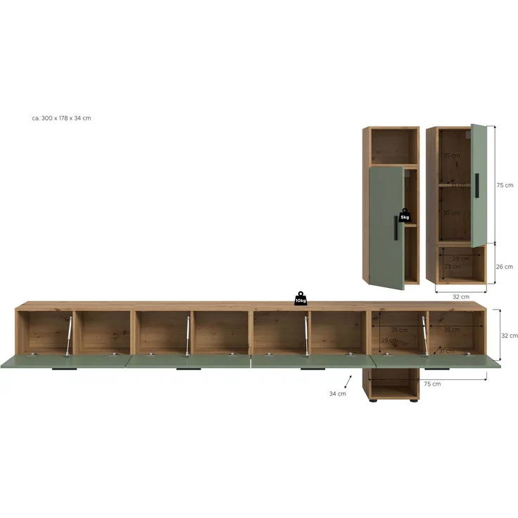 The One Wohnkombination in Smoke Green Nachbildung – Bild 4