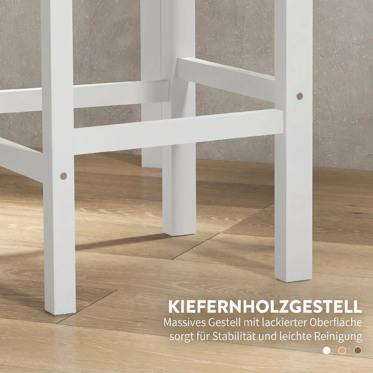 Barhocker 2er Set Barstuhl aus Kiefernholz mit Fußstütze, Lehne, Landhaus-Stil für Küche, Wohnzimmer, Natur--Naturholz--97.5x41x46cm--YOUDENOVA – Bild 8