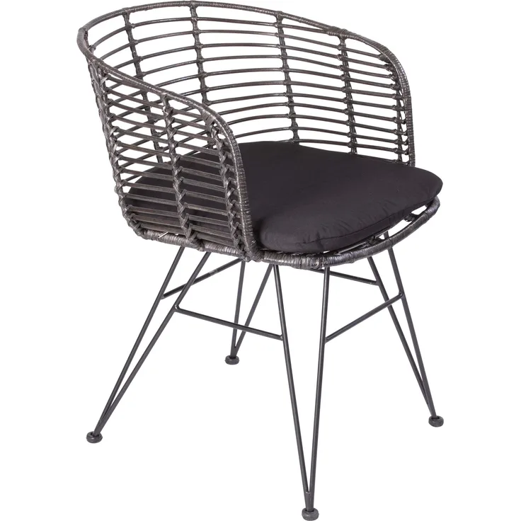 Esszimmerstuhl Rattanstuhl Farbe anthrazit inkl. Sitzkissen NAIROBI 80553351