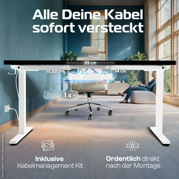 CleverDesk Weiß/Schwarz (140x70 cm) – Bild 4