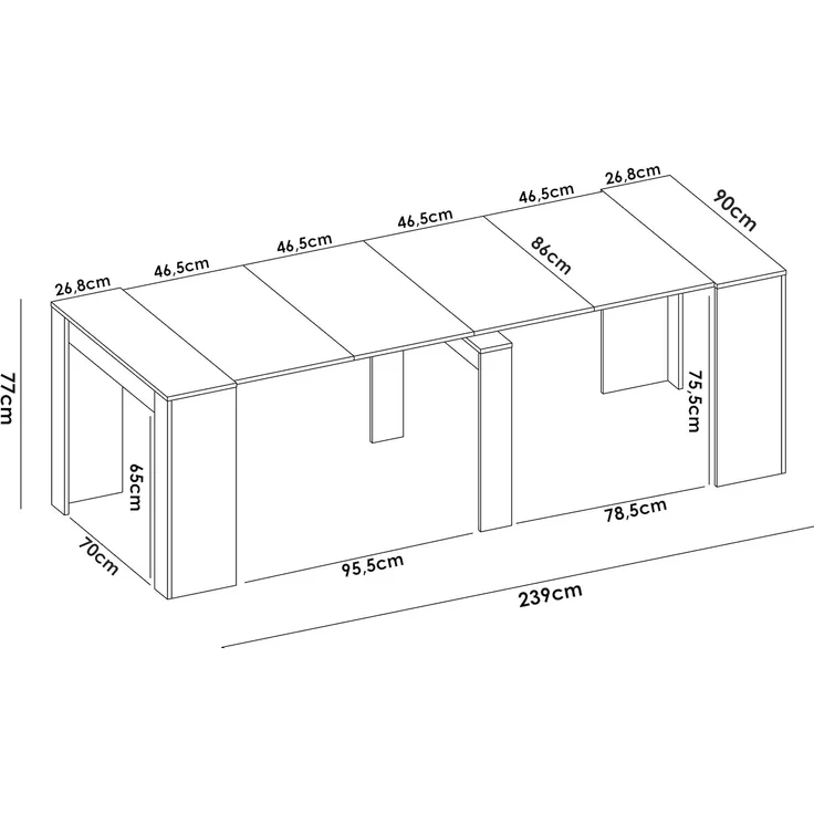 Vente-unique - Konsolentisch ausziehbar für 10 Personen - 4 Verlängerungen - Weiß - ONEGA – Bild 10