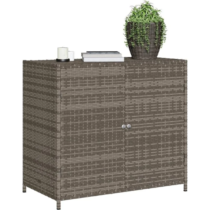 vidaXL Gartenschrank Grau 83x45x76 cm Poly Rattan 365545 – Bild 3