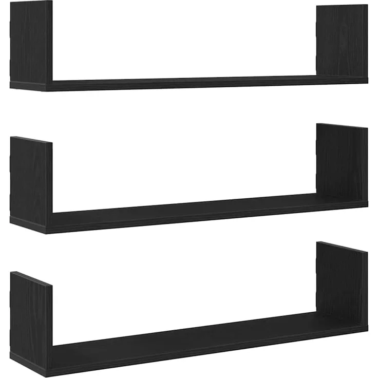 vidaXL Wandregale 3 Stk. Schwarz Eichen-Optik 80x18x18cm Holzwerkstoff 868072