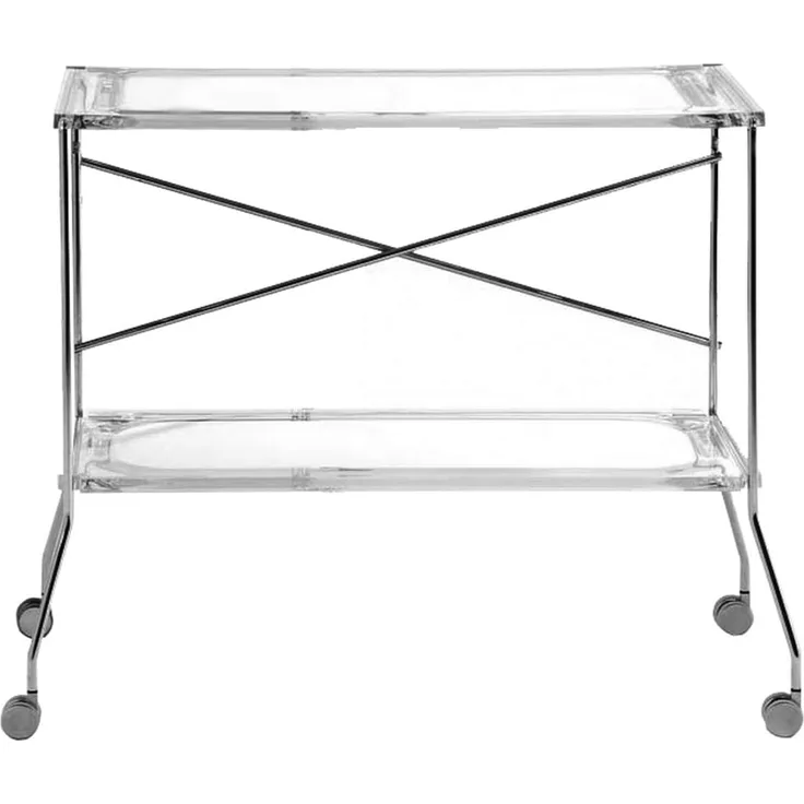 Kartell Flip Servierwagen, Plastik, Crystal, 42 x 72 x 80 cm