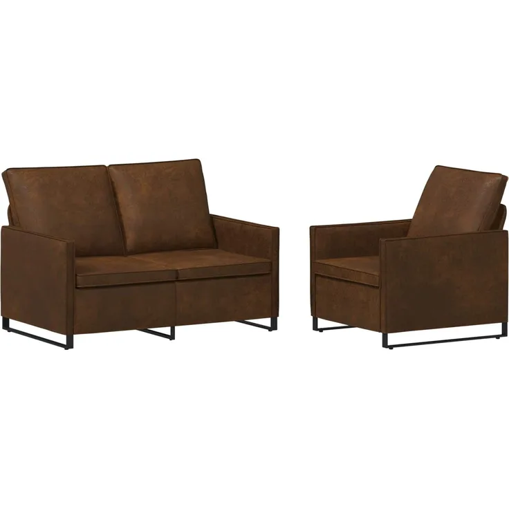 vidaXL Sofa-Set 2 pcs Braun Kunstwildleder 3433118