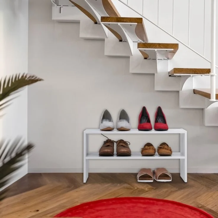 Weißes Schuhregal mit 2 Ablageflächen – Bild 5