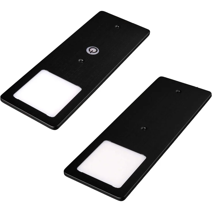 kalb LED Unterbauleuchte schwarz 5W- sehr flache Küchenleuchte mit Touch-Dimmfunktion, 2er Set warmweiß, warmweiss