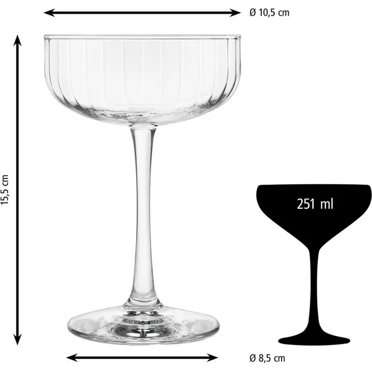 LIBBEY Champagnerglas Libbey Trinkglas, 12er Set -LINEAR-, 12-tlg, Glas, 251 ml, hochwertig verarbeitet, im modernen Design – Bild 3