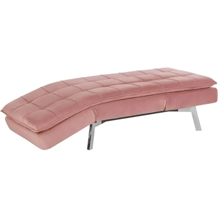 Chaiselongue Samtstoff rosa verstellbar LOIRET – Bild 7