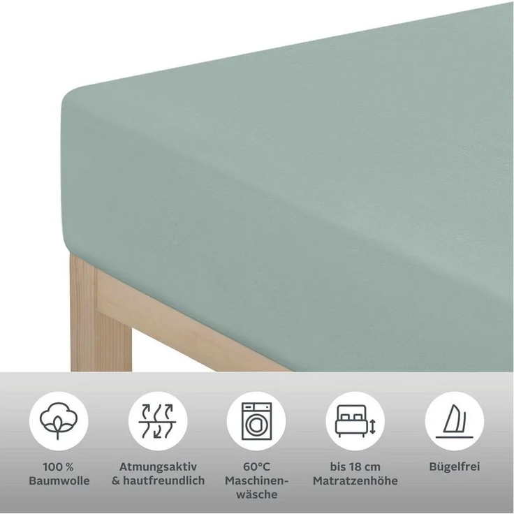 OTTO home Spannbettlaken PHYSALIS Comfort, Jersey, Gummizug: rundum, (1 Stück), Baumwolle 150 g/m², Matratzen bis 20 cm Höhe, Bettlaken, Spannbetttuch – Bild 1