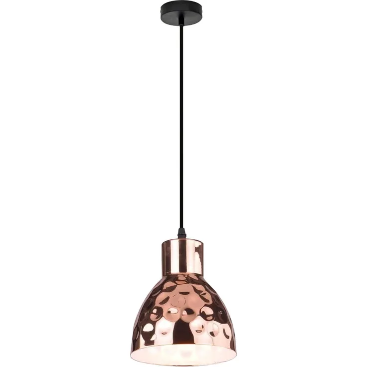 Pendelleuchte, roségold, Hammerschlag, H 100 cm