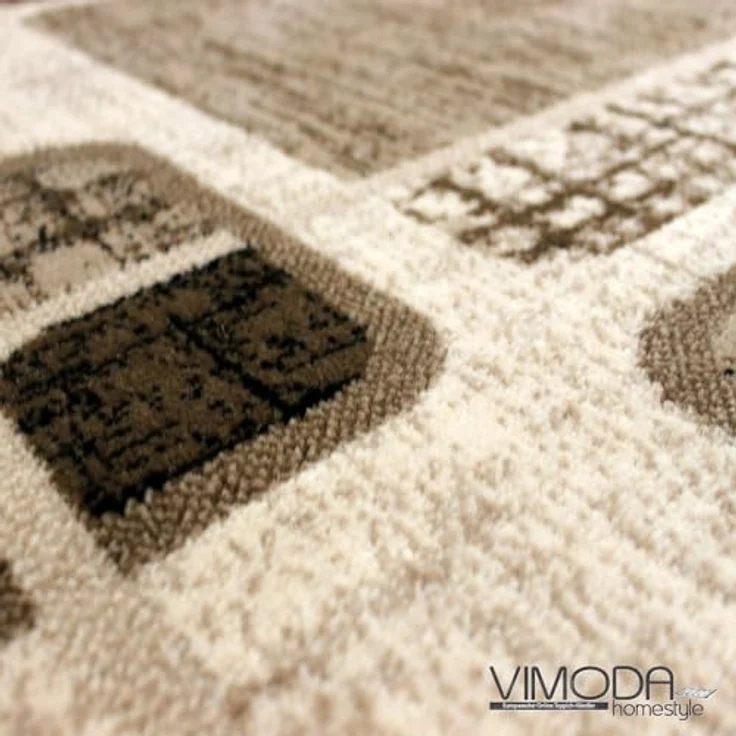 Vimoda Designteppich Kurzflor Modern braun beige, Rechteckig, Höhe: 8 mm, Läufer Kariert Retro, meliert – Bild 3