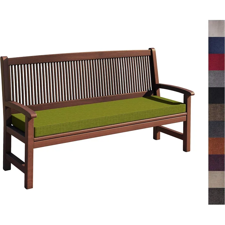 sunnypillow Bankauflage Stuhlkissen mit abnehmbarem Bezug Bankkissen Bankpolster Polsterauflage Auflage für Gartenbank viele Farben und Größen zur Auswahl (160 x 30 x 5 cm, Grün)