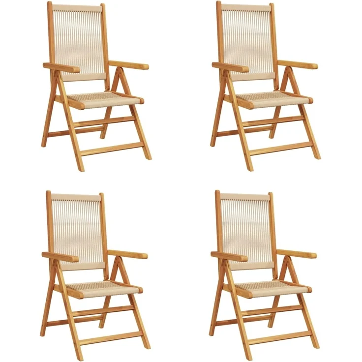 vidaXL Gartenstuhl Verstellbar 4 Stk. Beige Massivholz Akazie 3214535 – Bild 1