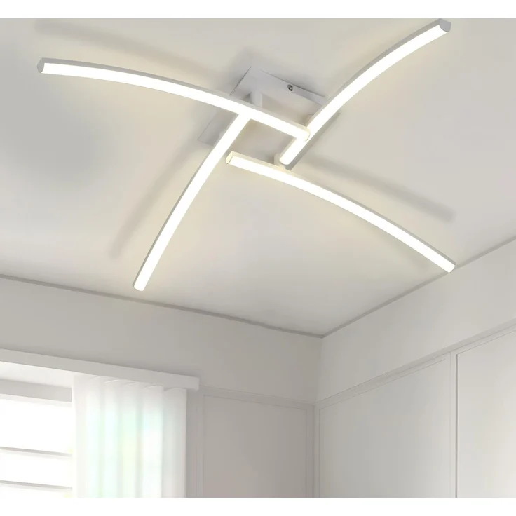 Goeco LED Deckenleuchte Innen, 24W 60 CM Acryl Deckenlampe Wohnzimmer mit 4 Fimmige, 4500 K Neutrales Licht, Moderne LED Lampen Deckenbeleuchtung für Schlafzimmer Büro Küche, Weiß – Bild 1