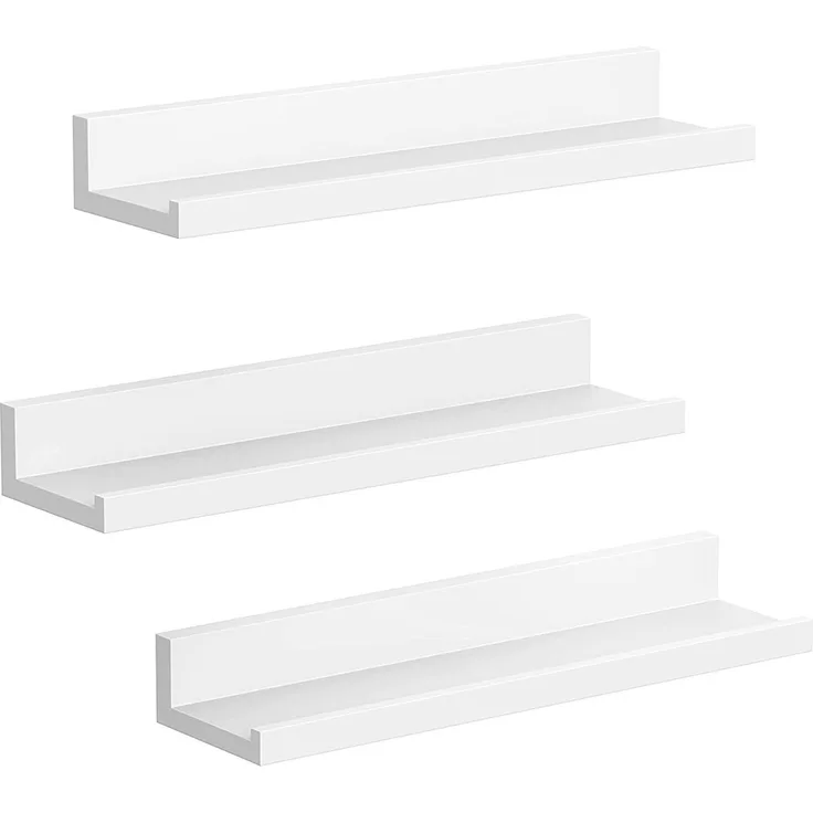 Songmics Wandregal 3er Set Schweberegale für Fotorahmen und Bücher, 38x10 cm, modernes Regal, Weiß LWS38WT