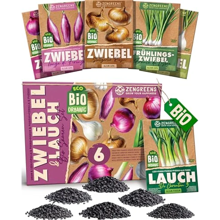 ZenGreens® - Bio Zwiebel- & Lauchsamen im 6er Set - 6 Zwiebel- & Lauch Samen für den einfachen Anbau im Garten, Balkon oder Hochbeet - Pflanzensamen - Saatgut – Bild 2