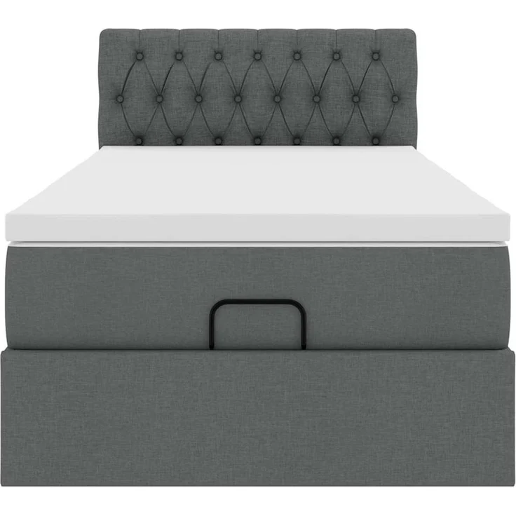 vidaXL Ottoman-Bett mit Matratze Dunkelgrau 100x200 cm Stoff 3311519 – Bild 5