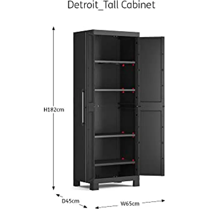 Keter Lagerschrank Detroit Hoch Schwarz 440917 – Bild 4