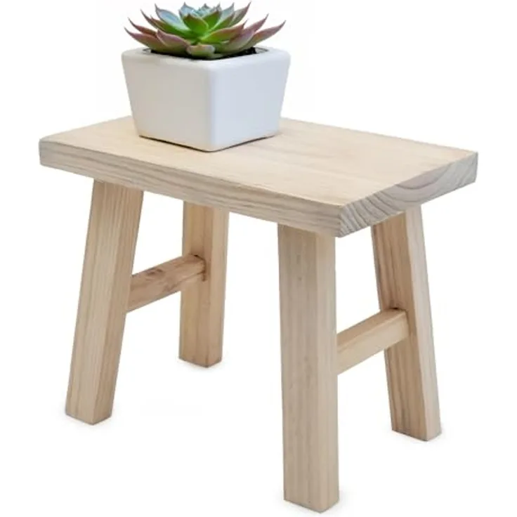 Spetebo Blumenbank Echtholz Pflanzenständer natur rechteckig - 31x25 cm (Anzahl, 1 St, Holzhocker), Naturprodukt