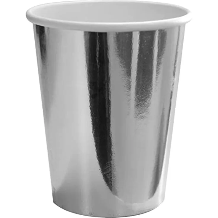 Silberfarbene Metallic Becher 350 ml - 8 Stück