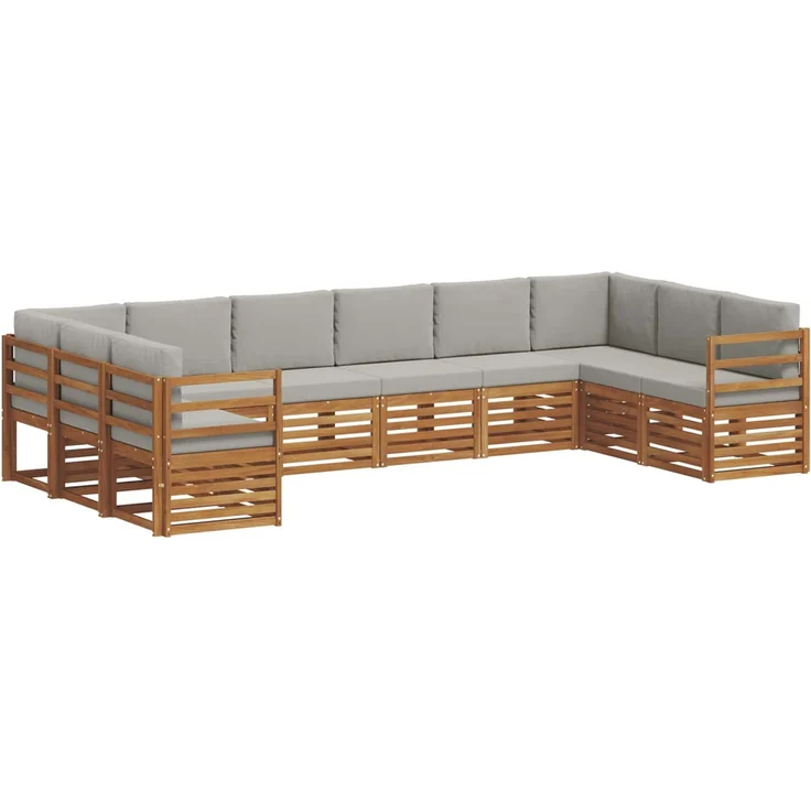 vidaXL Outdoor-Sofagarnitur 10 stk. 10-Sitzer Natur und Hellgrau 3375541 – Bild 2